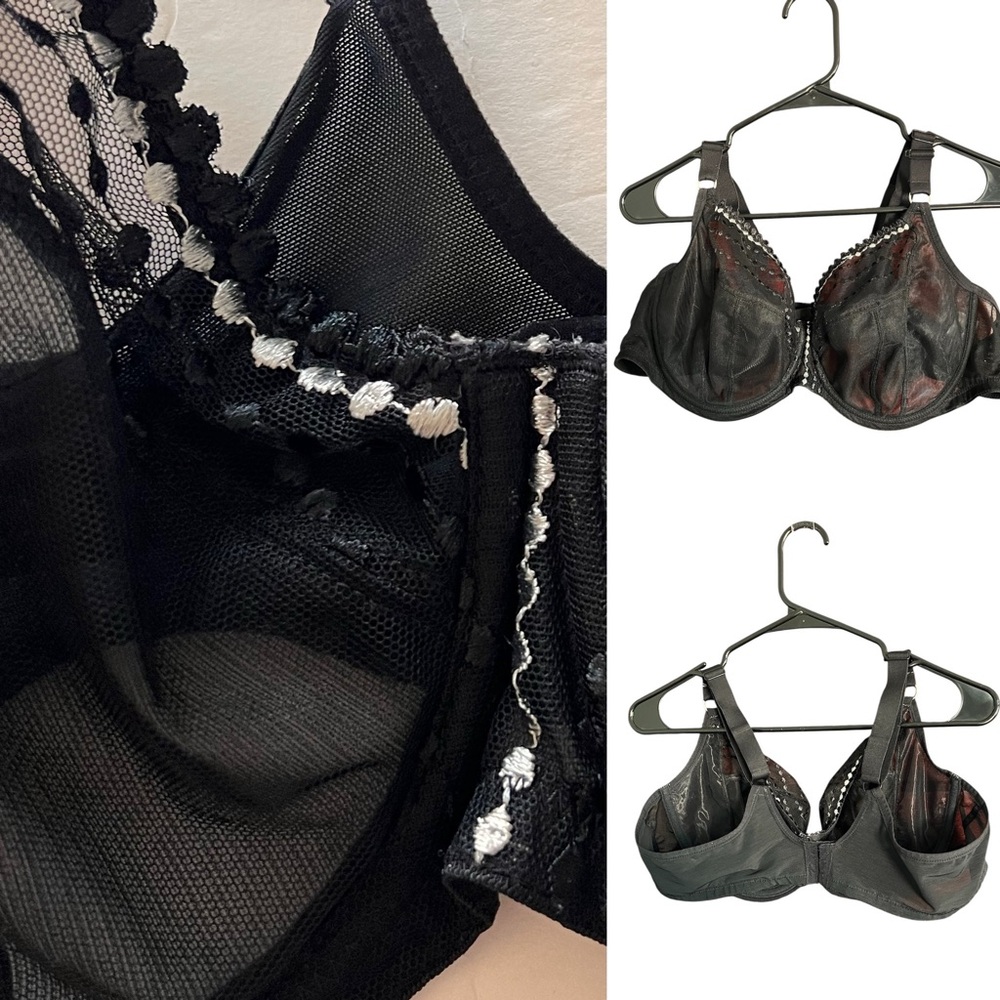 Elomi Women’s Bra 44DD Sheer Black Embroidered Detail
